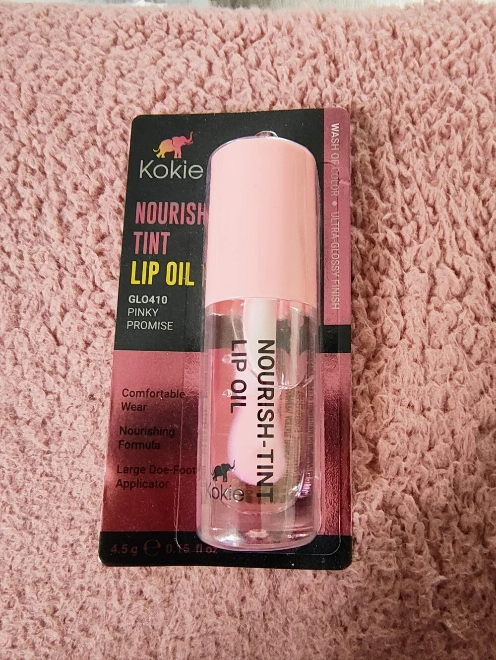 Kokie Nourish-Tint Lip Oil - PINKY PROMISE (GLO410) - NIB
